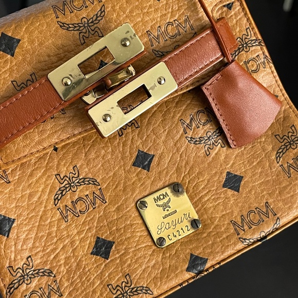 MCM RARE Visetos Kelly Mini Handbag Brown Leather Shoulder Crossbody Bag vintage - Picture 7 of 15